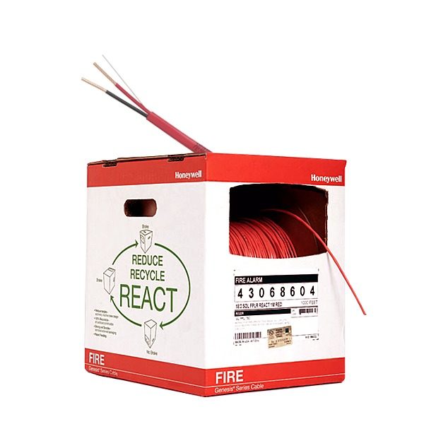 44028604 - HONEYWELL - Bobina de 305 metros de alambre  calibre 18 AWG  en 2 hilos, caja REACT, resistente al fuego, color rojo, tipo FPLR- CL2R para sistemas contra incendio o sistemas de evacuación.
