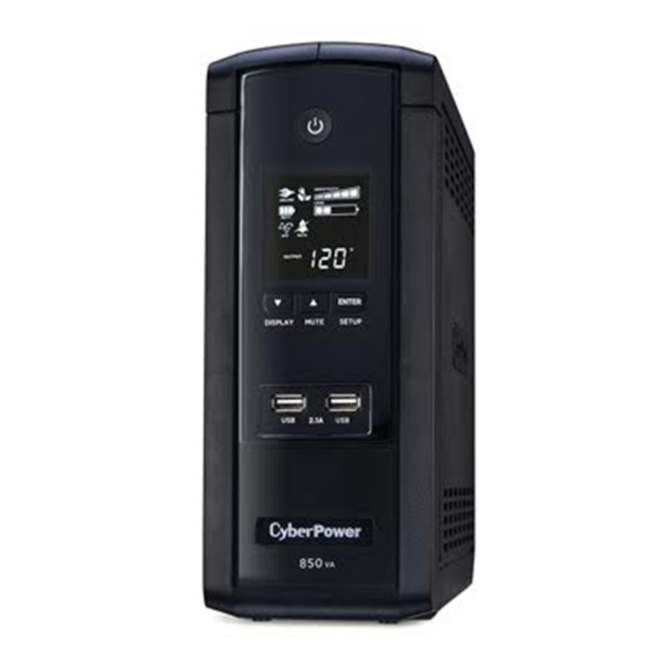 BRG850AVRLCD5Y - CYBERPOWER - UPS Con 5 Años de Garantía de 850VA / 510W Con Pantalla LCD Inteligente, Regulador de Voltaje AVR, 10 Conectores NEMA 5-15R y 2 Puertos USB 2.1 Para Carga de Celular