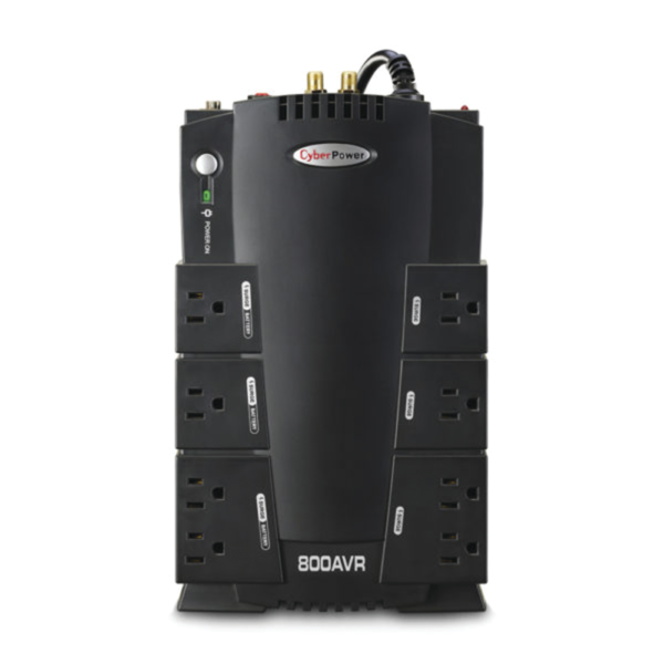 CP800AVR - CYBERPOWER - UPS 800VA / 450W, Topología Línea Interactiva Con Regulador de Voltaje (AVR), 8 Conectores NEMA 5-15R, Protector Coax/RJ45/Teléfono, 3 años de Garantía