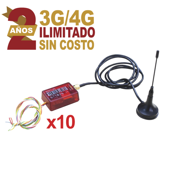 KIT10MINI014G - M2M SERVICES - KIt de 10 Comunicadores de Alarma MINI014GV2 con Antena 3G and 4G / Incluyen 2 Años de Cobertura 3G/4G / Aplicación Gratuita / Cero Configuración / Compatible Honeywell/DSC/CROW/PIMA