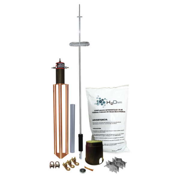 KIT-DIPOLO-T - TOTAL GROUND - Kit de Pararrayo para Torre o Poste tipo Dipolo Corona con Electrodo y Accesorios de instalación.