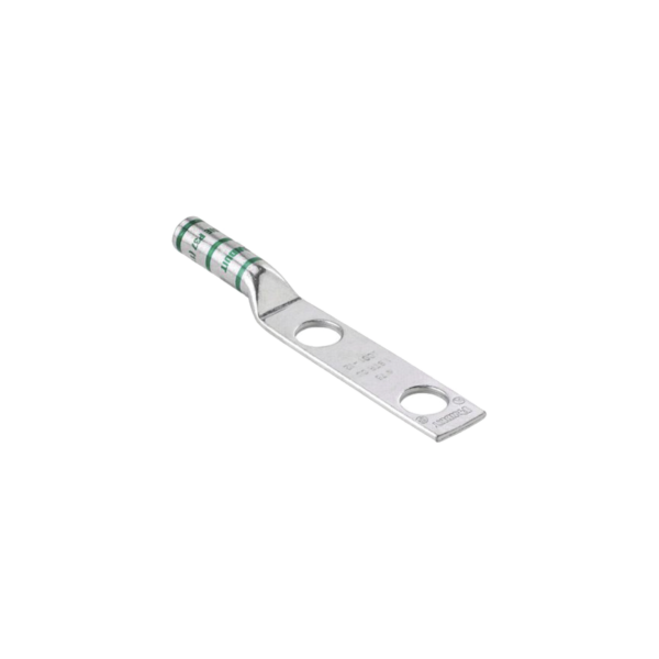 LCC6-14A-L - PANDUIT - Terminal de barril largo, de dos orificios, para cable 6 AWG, orificio para perno de 1/4in, espacios entre orificios de 0.63in