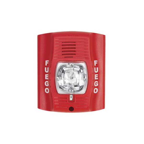 P2R-SP - SYSTEM SENSOR - Sirena con Lámpara Estroboscópica a 2 Hilos, Configuración Estroboscópica Seleccionable y Texto en Español