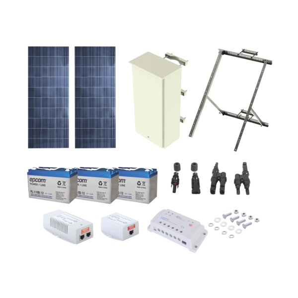 PL1224GRC - SYSCOM - Kit Solar 24W para Camara IP PoE 802.3af y Radio Ubiquiti AirMax o Cambium ePMP con PoE 24V pasivo.