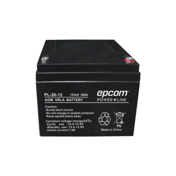 PL-26-12 - EPCOM POWER LINE - Batería con Tecnología AGM/VRLA, 26 Ah. 12 Vcd