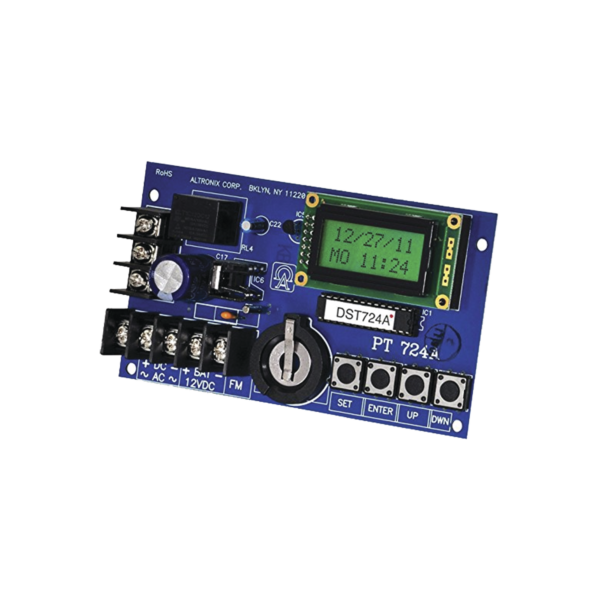 PT724A - ALTRONIX - Temporizador tipo tarjeta para eventos de hasta 365 días, las 24 horas de 1 canal, con pantalla LCD, capacidad de respaldo