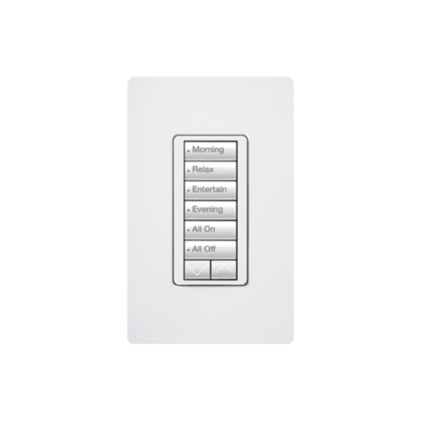 RRD-HN6BRL-WH - LUTRON ELECTRONICS - Teclado Seetouch Hibrido 6 botones, 2 botones subir/bajar, programe escenas diferentes en cada botón,puede instalarse en un interruptor de luz.