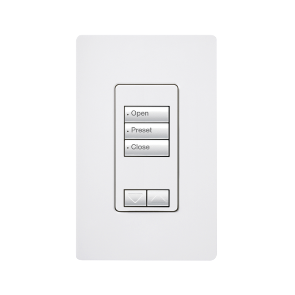 RRD-W3BRL-WH - LUTRON ELECTRONICS - Teclado seetouch 3 botones, 2 botones subir/bajar, programe escenas diferentes en cada botón.