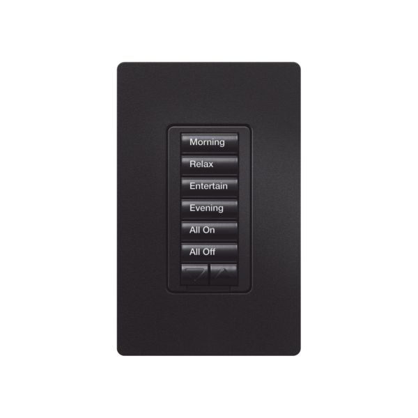 RRD-W6BRL-BL - LUTRON ELECTRONICS - Teclado seetouch 6 botones, 2 botones subir/bajar, programe escenas diferentes en cada botón, color negro.