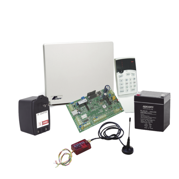 RUNNER-4-MINI - CROW - Kit de Alarma RUNNER4/8 con Comunicador 3G/4G MINI014GV2, Gabinete, Batería y Trasmformador