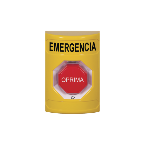 SS-2209EM-ES - STI - Botón de Emergencia en Español, Color Amarillo, Acción Mantenida, Girar para Restablecer y LED Multicolor