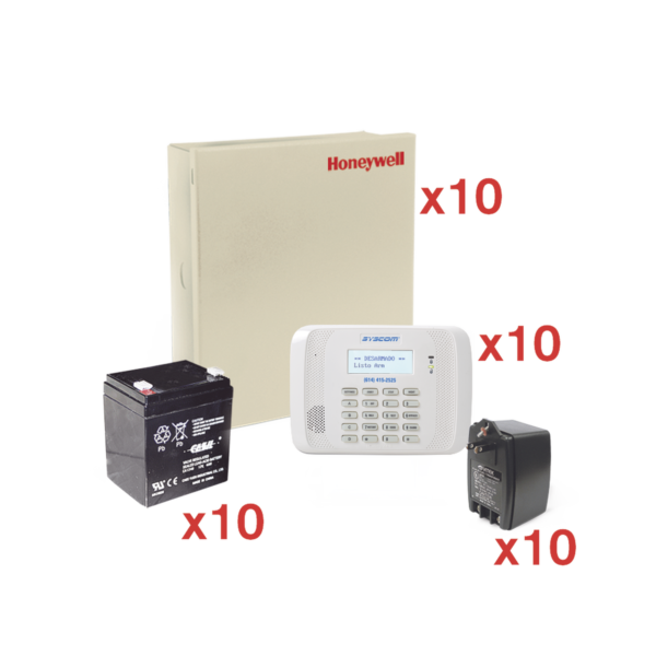 VISTA48-KIT10 - HONEYWELL - Kit de 10 Paneles de Alarma VISTA48 con Bateria y Transformador