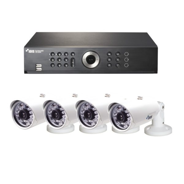 KITIDIS01 - IDIS - DEMO KIT Sistema IDIS HD-TVI 1080P, Incluye DVR 4 ch / 4 cámaras bala ( exterior, 3.6mm fijo)