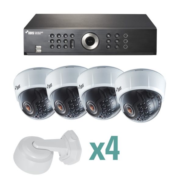 KITIDIS02 - IDIS - DEMO KIT Sistema IDIS HD-TVI 1080P, Incluye DVR 4 ch / 4 cámaras domo ( interior, 3.6mm fijo)