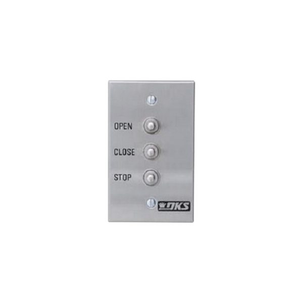 1200-007 - DKS DOORKING - Botonera triple compatible con motores para portones abatibles y corredizos Doorking / Uso en interiores / Fácil instalación en caja estándar