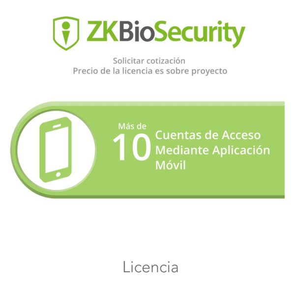 ZK-BS-APP-PRJ - ZKTECO - Licencia para ZKBiosecurity para mas de 10 cuentas de acceso mediante aplicación móvil