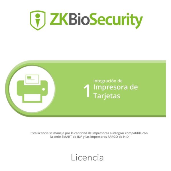 ZK-BS-CP-1 - ZKTECO - Licencia para ZKBiosecurity para integracion de 1 impresora de tarjetas