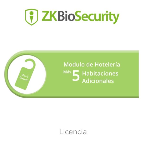 ZK-BS-HOTEL-5ADD - ZKTECO - Licencia para ZKBiosecurity para modulo de hoteleria para 5 habitaciones adicionales