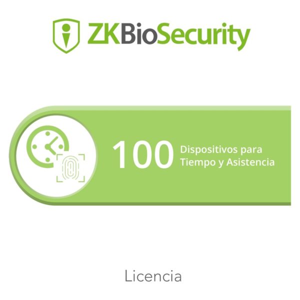 ZK-BS-TA-100 - ZKTECO - Licencia para ZKBiosecurity permite gestionar hasta 100 dispositivos para tiempo y asistencia