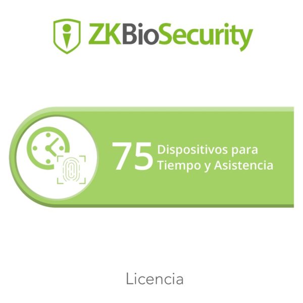 ZK-BS-TA-75 - ZKTECO - Licencia para ZKBiosecurity permite gestionar hasta 75 dispositivos para tiempo y asistencia